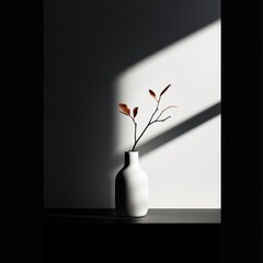 Aufkleber - Reddish Brown Leaves in White Vase Minimalist Still Life