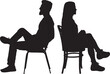 © Curto - vector; silhouetteof side view of a woman and man sitting back to back