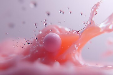 Poster - Pink Liquid Splash with Sphere