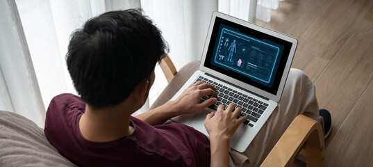 medical science technology and futuristic healthcare virtual computer software analyze human health 