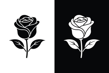Wall Mural - Rose flower icon vector on White Background ,Vector Art Illustration on white background.