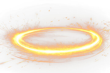 Aufkleber - Glowing circular light trails with sparks on black background.