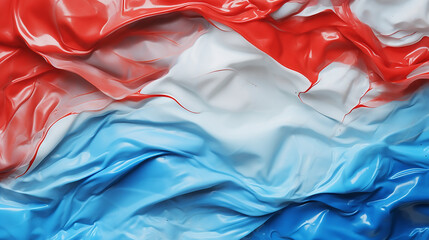 Wall Mural - blue, white and red silkchou duan in waves. blue and red and light green silk cloth of wavy abstract