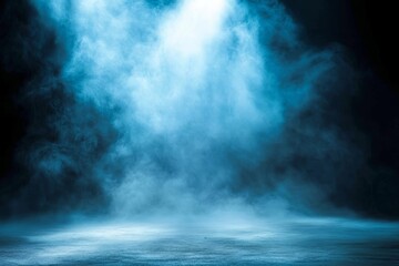 Wall Mural - An empty stage at a concert venue, illuminated by bright spotlights and filled with smoke
