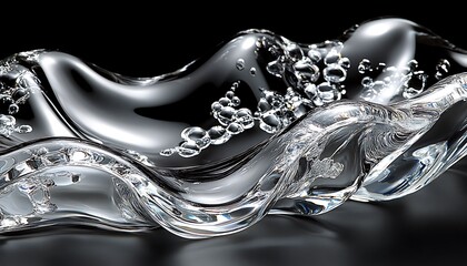 Clear glass dish, wavy design, dark background