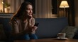 © Stella - Thoughtful woman using smartphone while relaxing at home