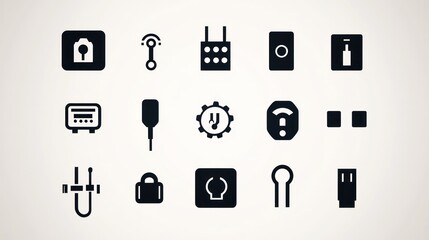 Electrical icons; symbols; technology; design; background; website; app; interface
