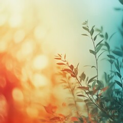 Aufkleber - Ethereal Branches: Abstract Floral Art with Orange, Teal, and Yellow Hues Creating a Dreamy, Painterly Effect