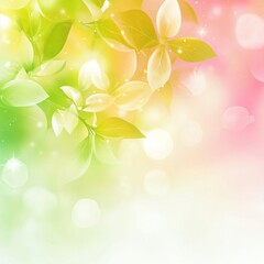 Aufkleber - Soft Pastel Foliage: A Gentle Blend of Green, Yellow, and Pink with Sparkling Lights