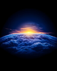 Wall Mural - Sunrise over a vibrant, cloud-covered planet