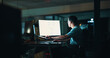 © peopleimages.com - Businessman, graphs and and computer screen with laptop at night for trading algorithms and data analysis. Employee, analyst and statistics chart for investment report and financial proposal deadline