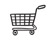© Yanka - Shopping cart doodle hand drawn icon. isolated Empty sketch cart line style. Concept market shop or store, making purchases