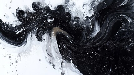 Wall Mural - Abstract monochrome painting displays swirling dark and light forms
