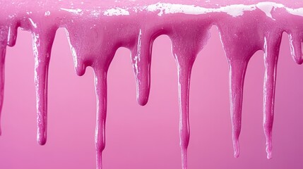 Sticker - viscous pink substance drips downward against a matching pink background