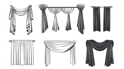Elegant fabric drapes & curtains designs for windows; home decor/interior design