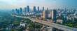 © Daniel - Aerial view of Hyderabad cityscape, hub in India. Modern tall buildings, skyscrapers overpass, dense urban development. Cityscape illustrates India economic growth, urban planning, modern