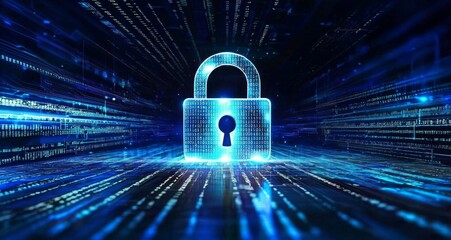 A captivating stage backdrop featuring a luminous padlock design.
