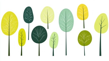 Colorful stylized trees illustration, nature, design, background, website