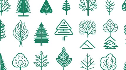 Green stylized tree icons; nature, design, ecology, background, website