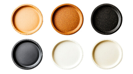 Wall Mural - assorted decorative paper plates on black backdrop, cut out transparent