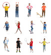 © New Africa - Cute children with different sports equipment on white background, collage