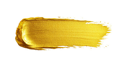 Wall Mural - shimmering gold paint stroke on transparent background