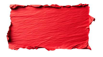 Canvas Print - bright textured red paper with torn edges, isolated, cut out transparent