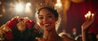 © Mail - Radiant smile of a crowned beauty queen holding roses, bathed in spotlight