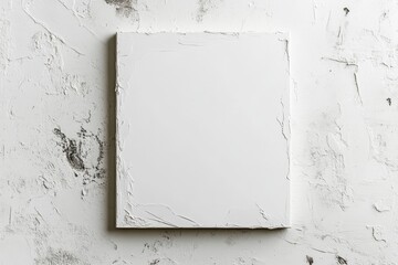 Poster - Blank canvas with texture on wooden easel against textured wall for minimalist product display in neutral lighting