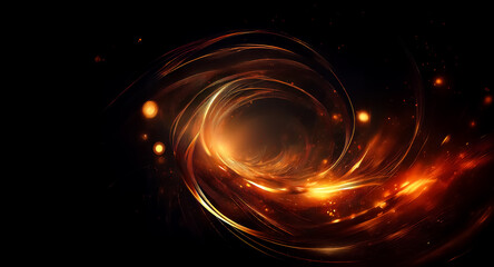 Wall Mural - fiery vortex of swirling light and energy on dark backdrop. abstract motion with glowing embers and 