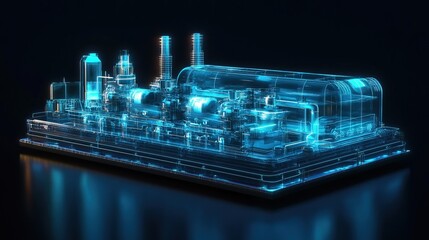 Wall Mural - futuristic digital rendering of an industrial complex, showcasing intricate machinery and interconne