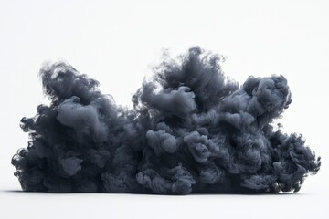 Poster - Dramatic black smoke swirling in fluid motion against a white background showcasing its dynamic form in a controlled studio environment