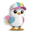 © Nipaporn - Adorable Fluffy White Chick in Pastel Baseball Cap