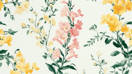 Naklejka na meble NatureFlorals Vintage Floral Scene Palette Pink Pastel