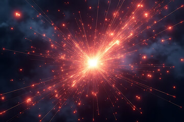 Wall Mural - explosive solar flare eruption outer space digital art cosmic environment dramatic viewpoint