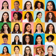 © Prostock-studio - A vibrant collage featuring a diverse group of women with various hairstyles, all smiling against colorful backgrounds.