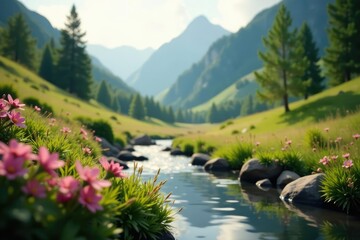 Wall Mural - abstract blurred natural landscape, soft focus, light, landscape