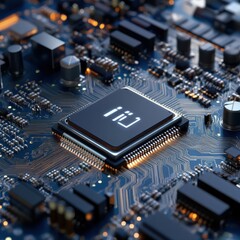 Leinwandbilder - A computer chip with the letters I and J on it