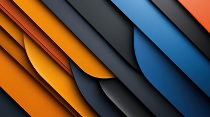 Poster - A series of colorful and black and blue paper strips are arranged in a pattern