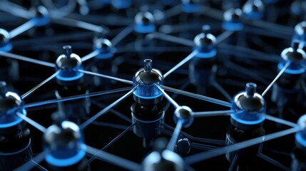 Aufkleber - A close up of a network of blue spheres