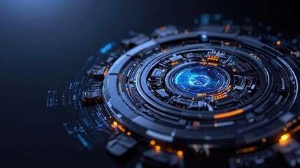 Aufkleber - A blue and orange circle with a blue dot in the center