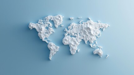 Poster - A white world map is drawn on a blue background