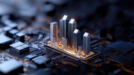 Leinwandbilder - A city is shown in a computer generated image