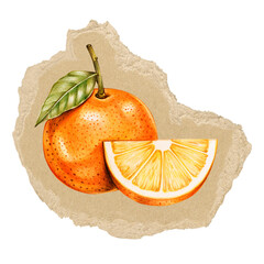 Wall Mural - orange fruit png sticker, ripped paper, transparent background