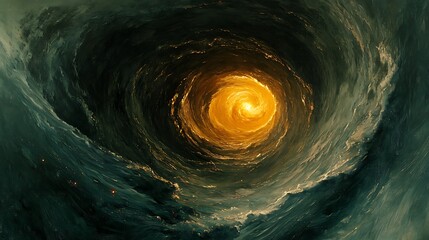 Wall Mural - golden light swirling in dark vortex.