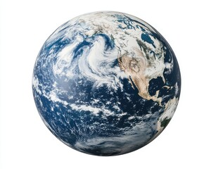 a vibrant, large blue earth globe featuring detailed continents and oceans, set against a clean, cri