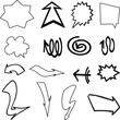 © black - hand drawn arrows set