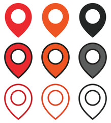 Wall Mural - Navigation marker flat icons isolated on white background.