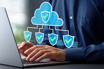 Wall Mural - secure access service edge sase and cloud security. network security and access control through zero