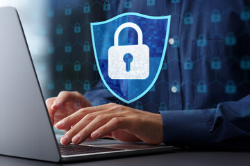 Wall Mural - network security and data protection. firewalls and intrusion prevention systems ips. cybersecurity 